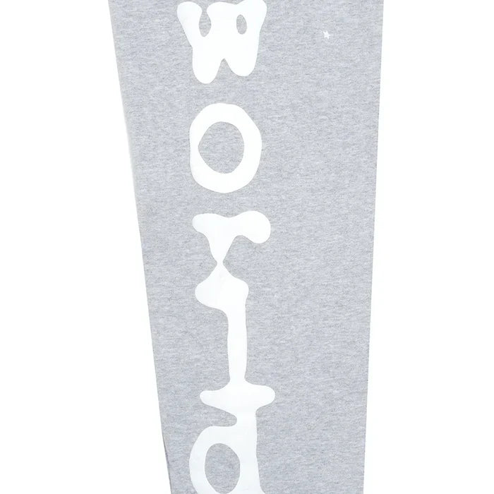 The 100% Cotton Sp5der Sweatpants for Men are grey streetwear jogger pants featuring a bold graphic print and relaxed fit—ideal for adding a playful, stylish vibe to your outfit.