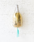 36in Gold Champagne Bottle Foil Balloon with Mint Skirt