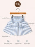 Amalfi Skort flat lay showing blue and white striped GOTS-certified organic cotton