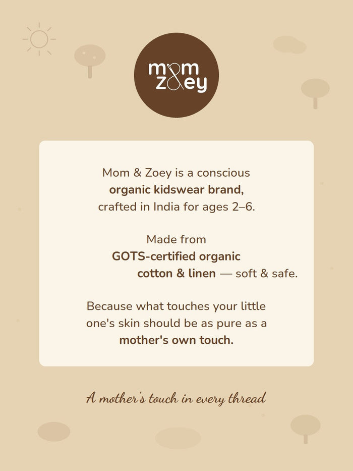 Mom and Zoey brand card - designed in Canada, ethically made in India