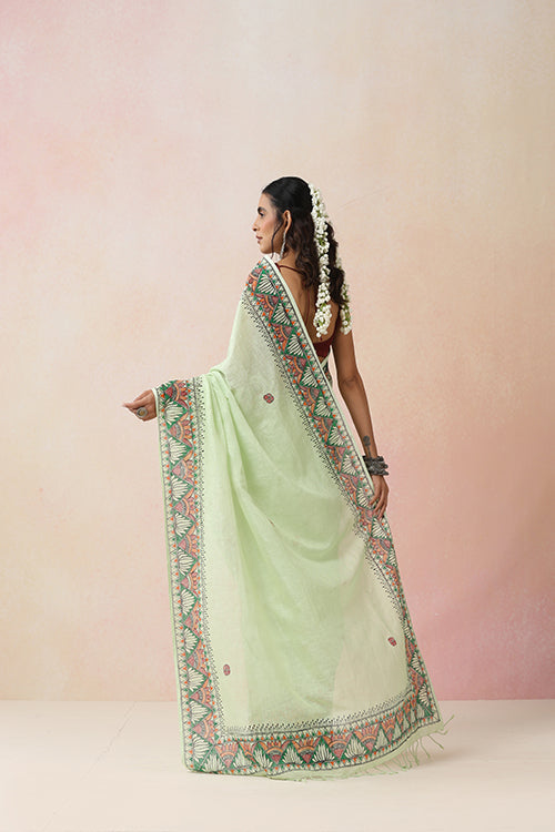 "Ambuja" Handpainted Pure Linen Saree