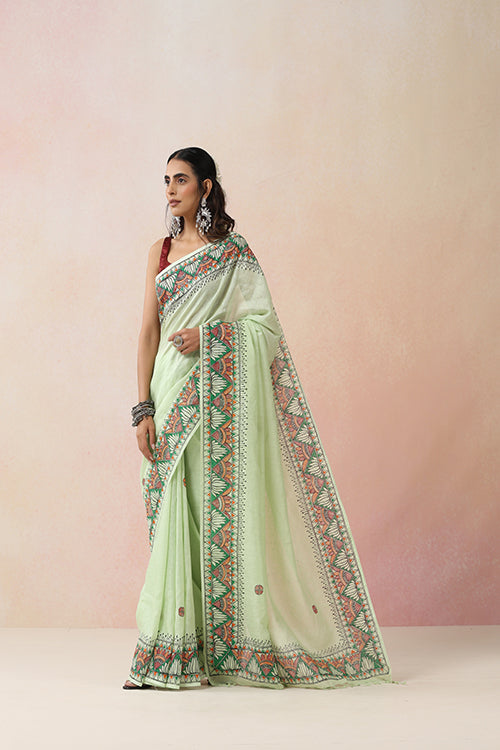 "Ambuja" Handpainted Pure Linen Saree
