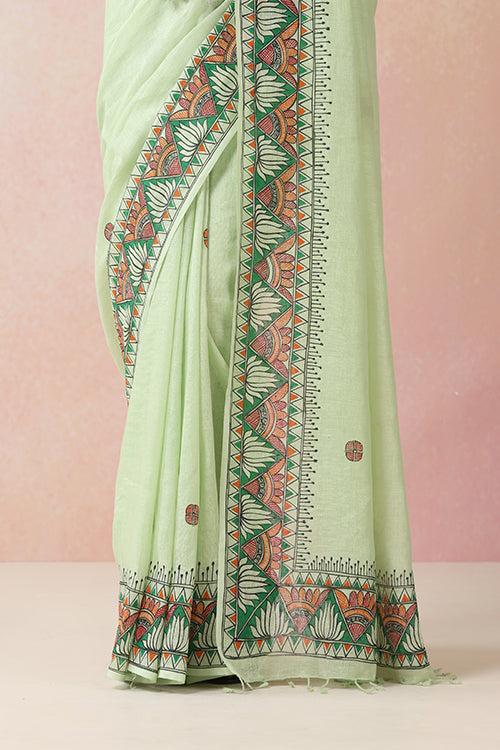 "Ambuja" Handpainted Pure Linen Saree