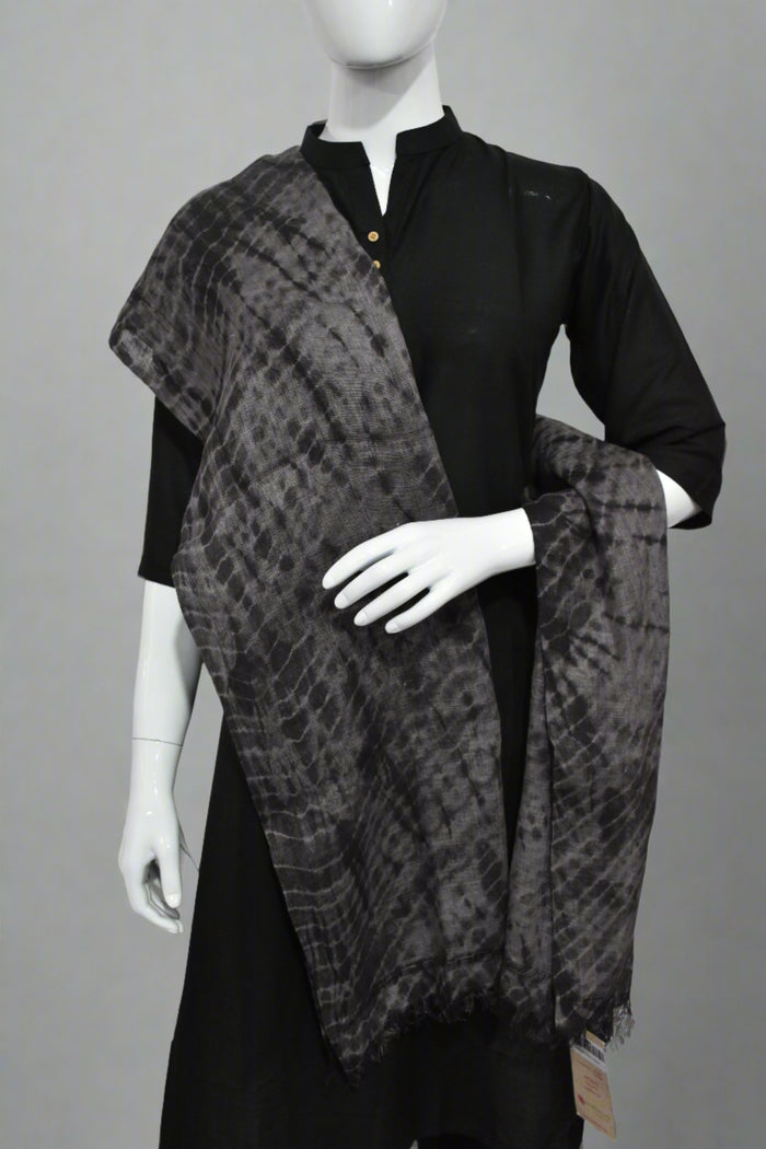 Ash and gray Linen Stole | Tie-Dye in Black and Grey