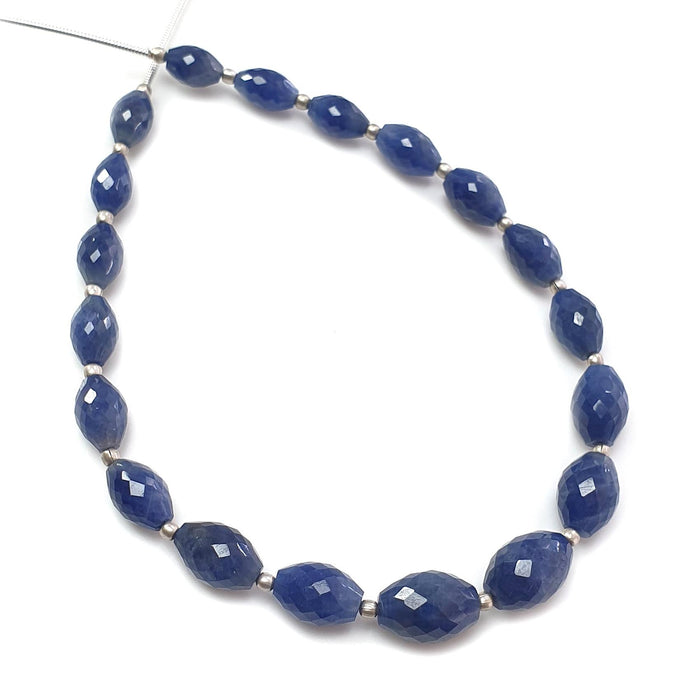 Blue Sapphire Faceted Loose Beads: 77.50cts Natural Untreated Sapphire Checker Cut Fancy Beads 8mm - 11mm 8.5" Strand September Birthstone