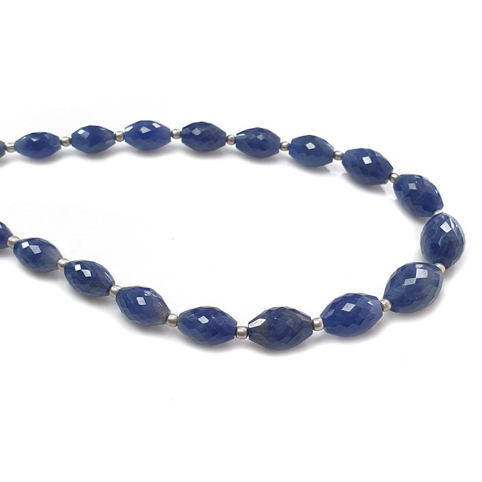 Blue Sapphire Faceted Loose Beads: 77.50cts Natural Untreated Sapphire Checker Cut Fancy Beads 8mm - 11mm 8.5" Strand September Birthstone