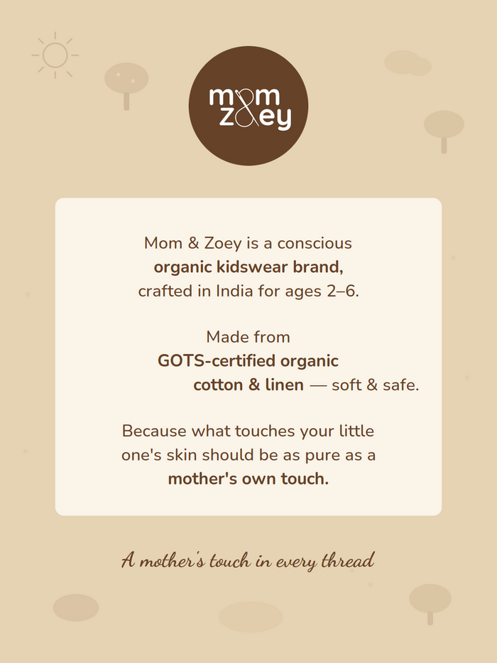 Mom and Zoey brand card - designed in Canada, ethically made in India