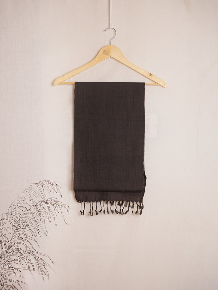 Charcoal Grace Pure Merino Wool Scarf| Plain Black