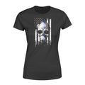 Apparel XS / Black Color Splash Thin Blue Line Flag Skull Shirt - Standard Women's T-shirt