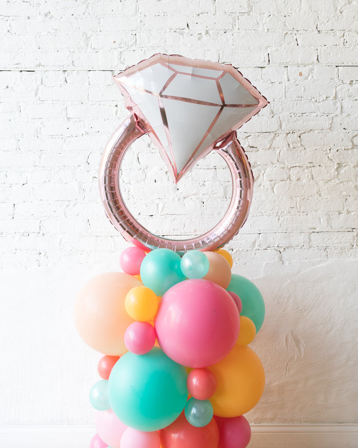 Colorful Bloom - Diamond Ring Balloon Column - 4ft