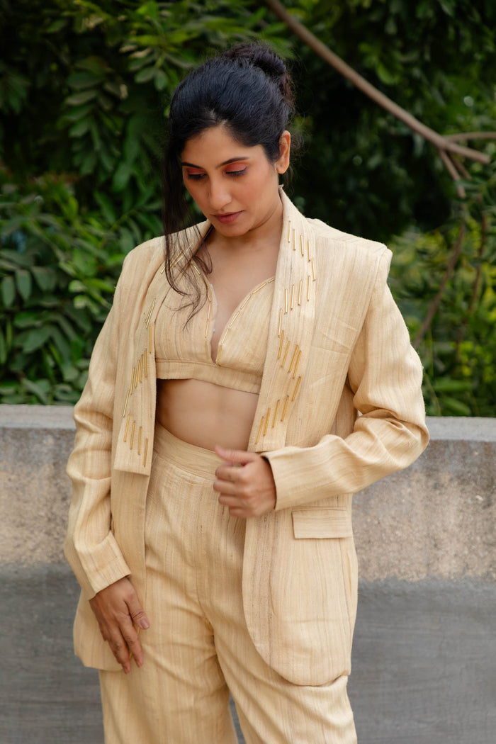 Elysia Silk Blazer Set | Jhultaru