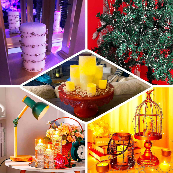 Decorative candles and festive decor in a cozy holiday setting.