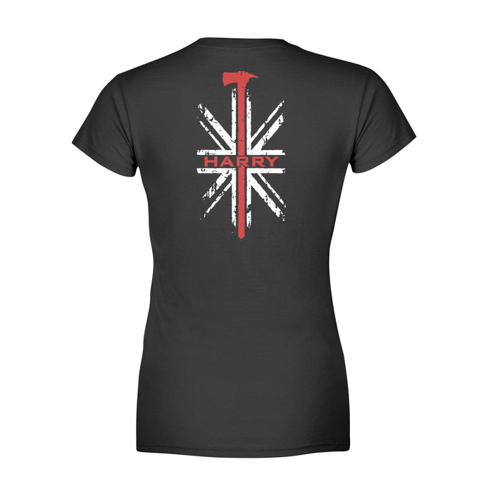 Apparel XS / Black Personalized Shirt - Firefighter Axe UK Flag - Standard Women's T-shirt
