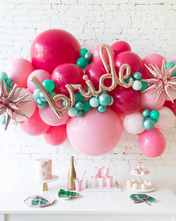 Flamingo Fling - BRIDE Script Backdrop Balloon Garland Install Piece