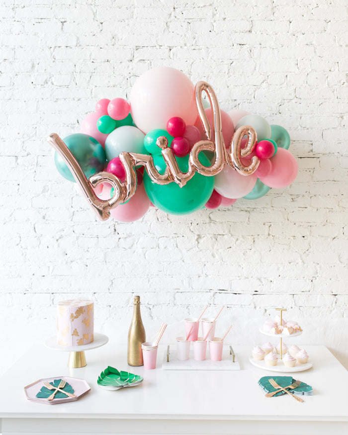 Flamingo Fling - BRIDE Script Backdrop Balloon Garland Install Piece