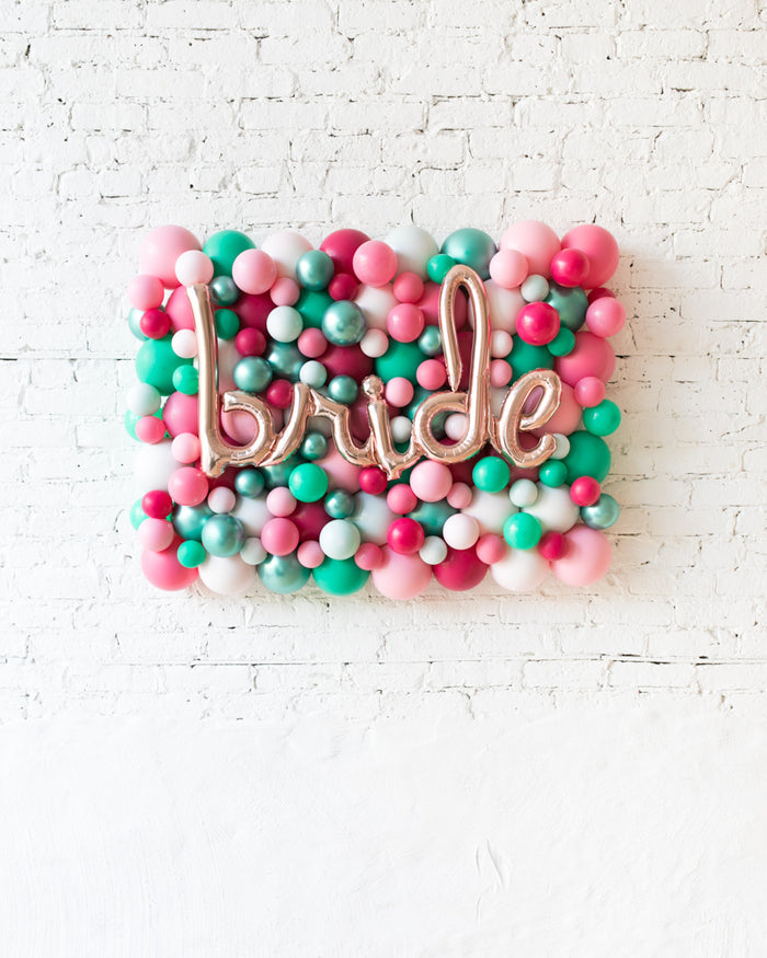 Flamingo Fling - BRIDE Script Balloon Backdrop Board - 30inx40in