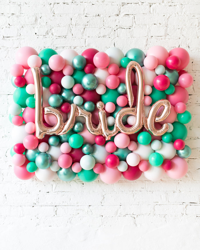 Flamingo Fling - BRIDE Script Balloon Backdrop Board - 30inx40in