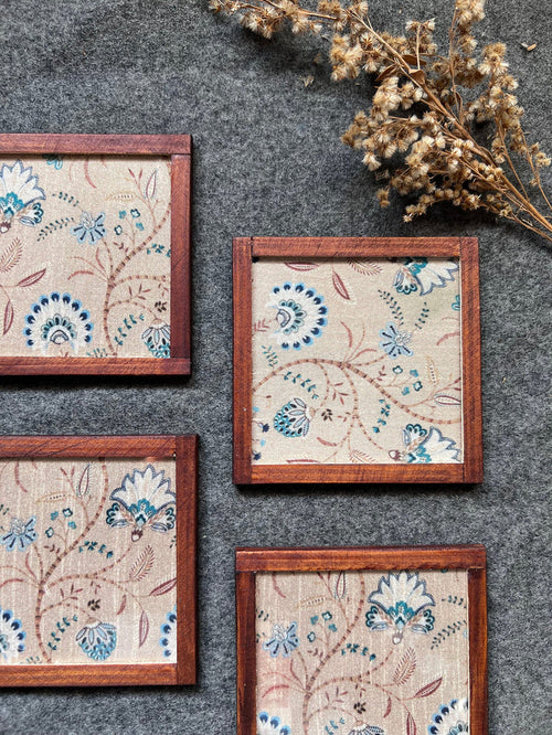 "Floral Medley " COASTERS - SET OF 4 PCS  with Coaster Holder