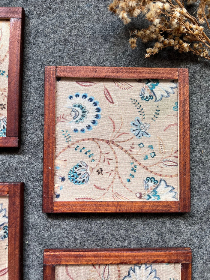 "Floral Medley " COASTERS - SET OF 4 PCS  with Coaster Holder