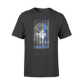 Apparel S / Black Personalized Shirt - Galaxy Skull Thin Blue Line Flag - Standard T-shirt