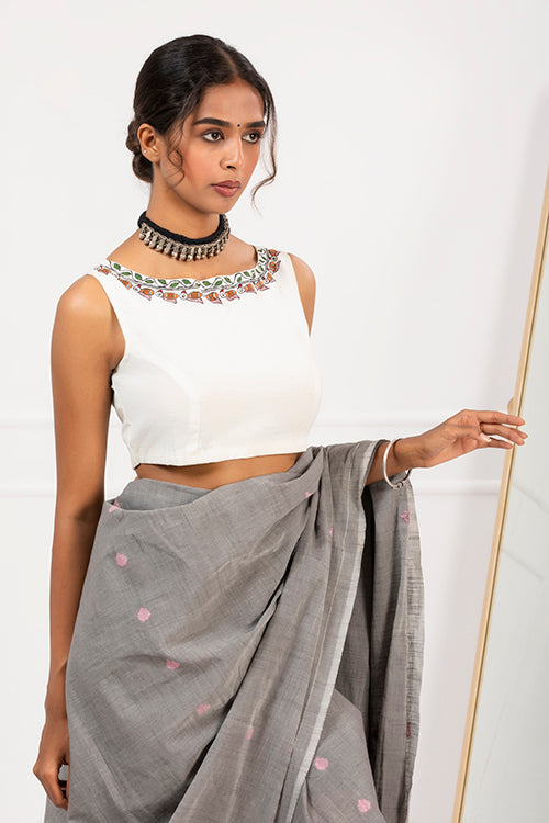 "Gulmohar Goonj" Handpainted Blouse