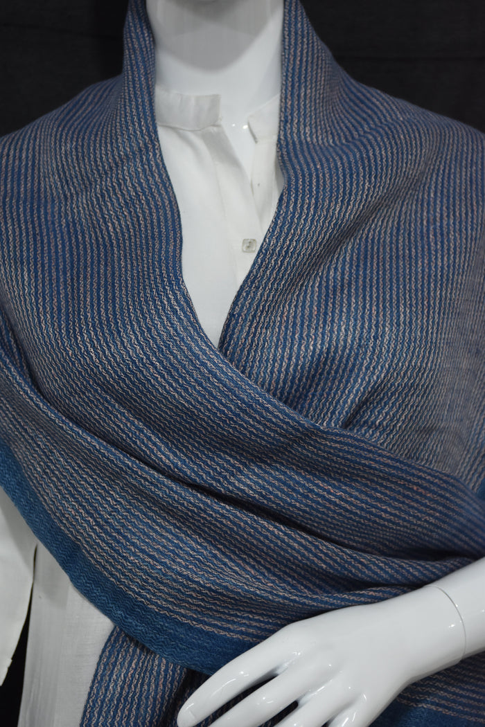 Indigo and Blush Wrap Linen Stole | Indigo and Pink stripes