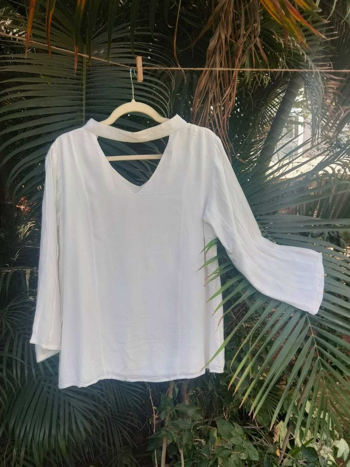 Ivora White Tencel Top | Jhultaru