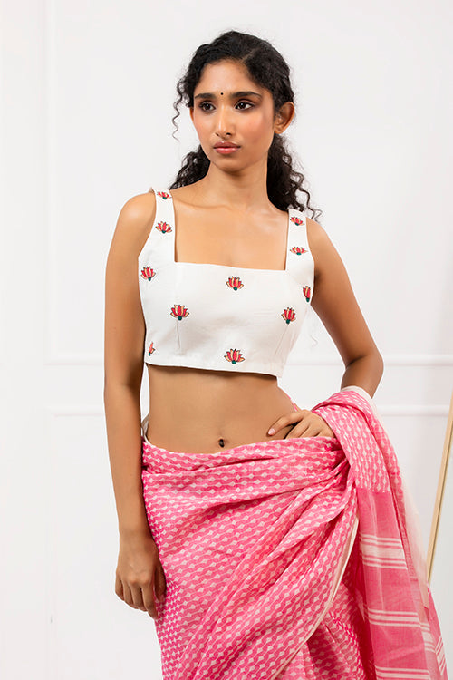 "Lotus Whisper" Handpainted Blouse
