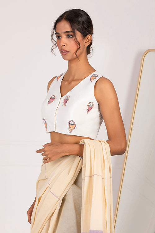 "Matsyakriti" Handpainted Blouse