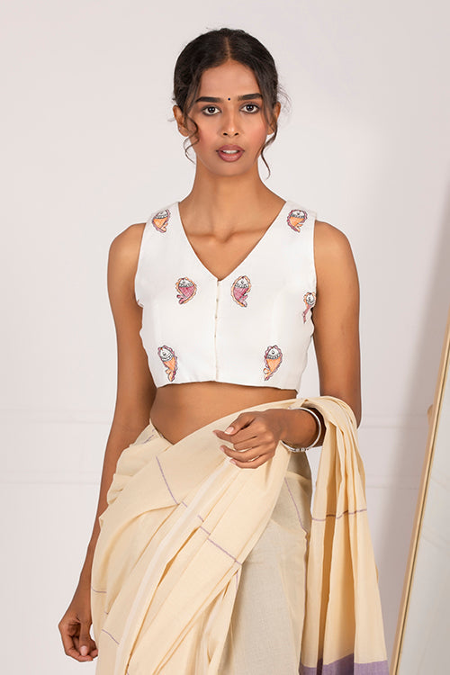 "Matsyakriti" Handpainted Blouse
