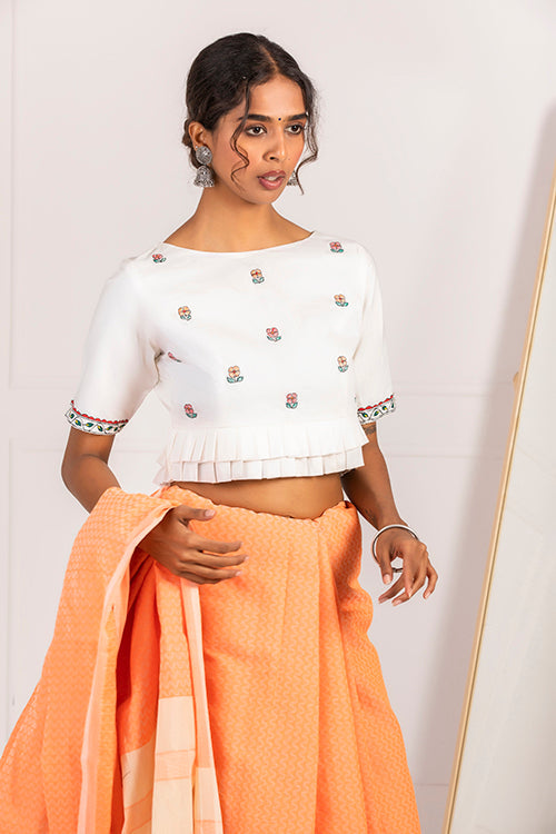 "Mayur Udyan" Handpainted Madhubani Blouse
