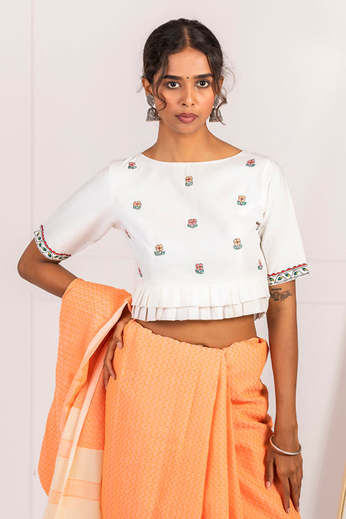 "Mayur Udyan" Handpainted Madhubani Blouse