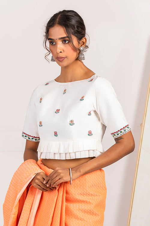 "Mayur Udyan" Handpainted Madhubani Blouse