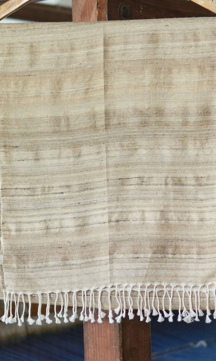 Mélange Tussar Silk & Merino Wool Scarf | Beige and White