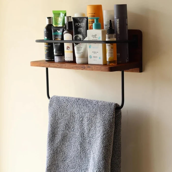 Multipurpose Wooden Wall Rack - Acacia Wood Wall Shelf 17.5 x 7.5 inch