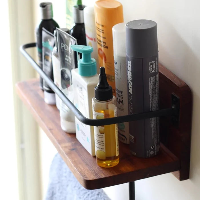 Multipurpose Wooden Wall Rack - Acacia Wood Wall Shelf 17.5 x 7.5 inch