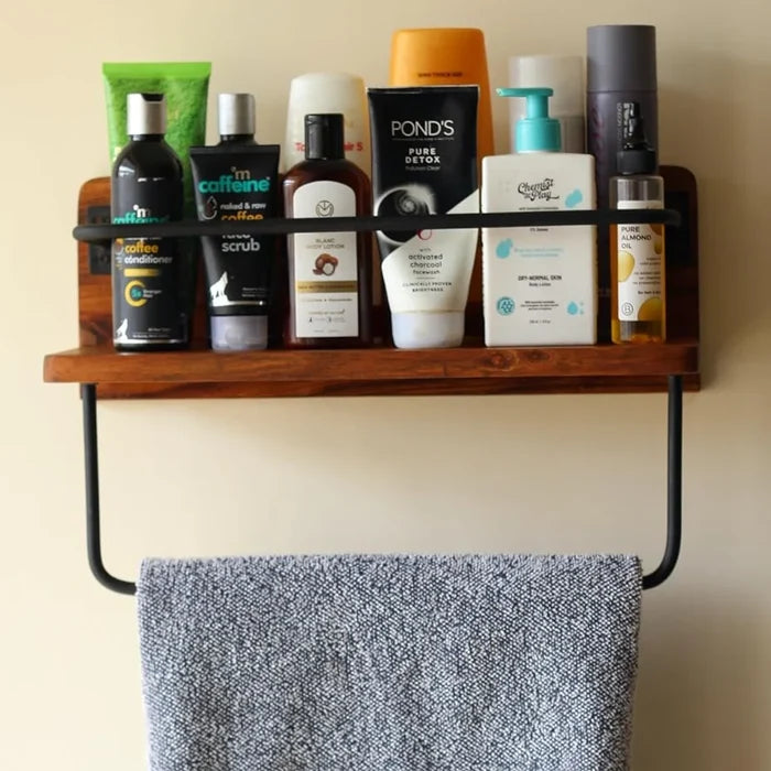 Multipurpose Wooden Wall Rack - Acacia Wood Wall Shelf 17.5 x 7.5 inch
