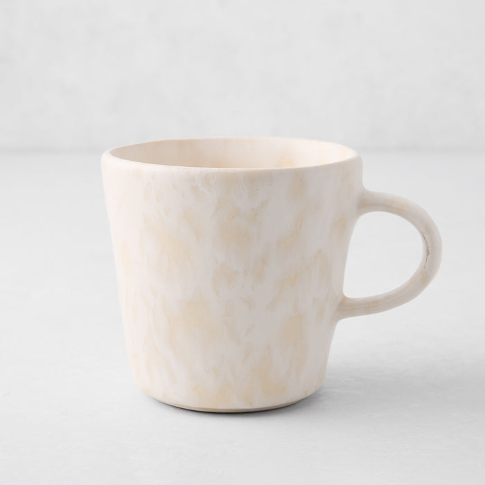 Natural Nuno Splatter Stoneware Mug, pale cream with beige splatter, 3.3"Dia x 4.5"H.