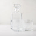 Regent Nightcap Gift Set: Clear eco-crystal decanter and two 11oz old-fashioned glasses with etched lines.