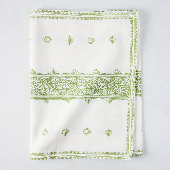 Peter Dunham + Hudson Grace Green Fez Stripe Printed Runner, 100% cotton slub, folded.