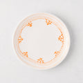 Peter Dunham + Hudson Grace Orange Fez hand-painted border appetizer plate, white with orange pattern.