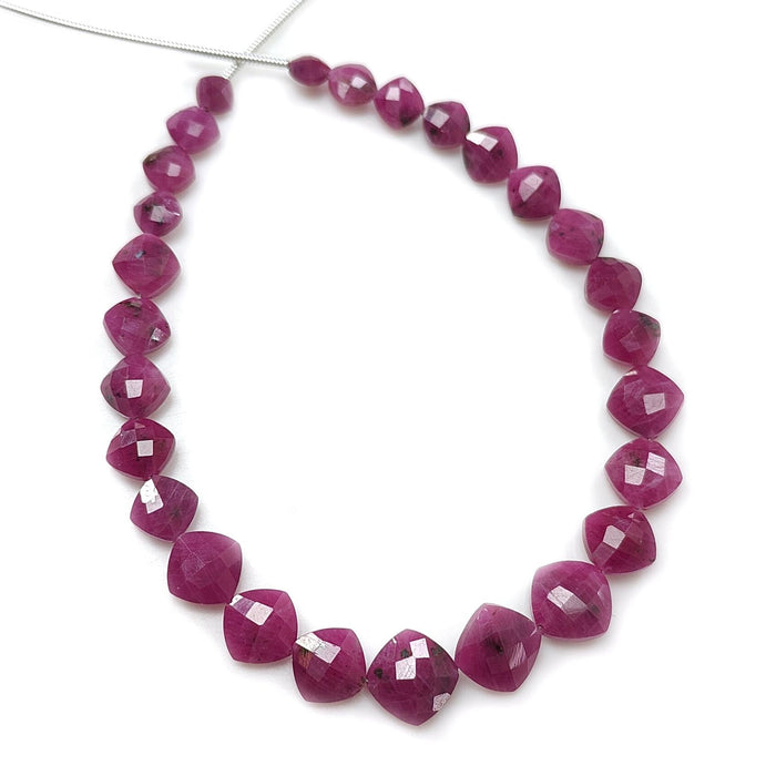 Ruby Faceted Briolette Beads