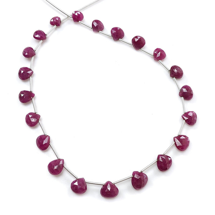Ruby Checker Cut Briolette Beads