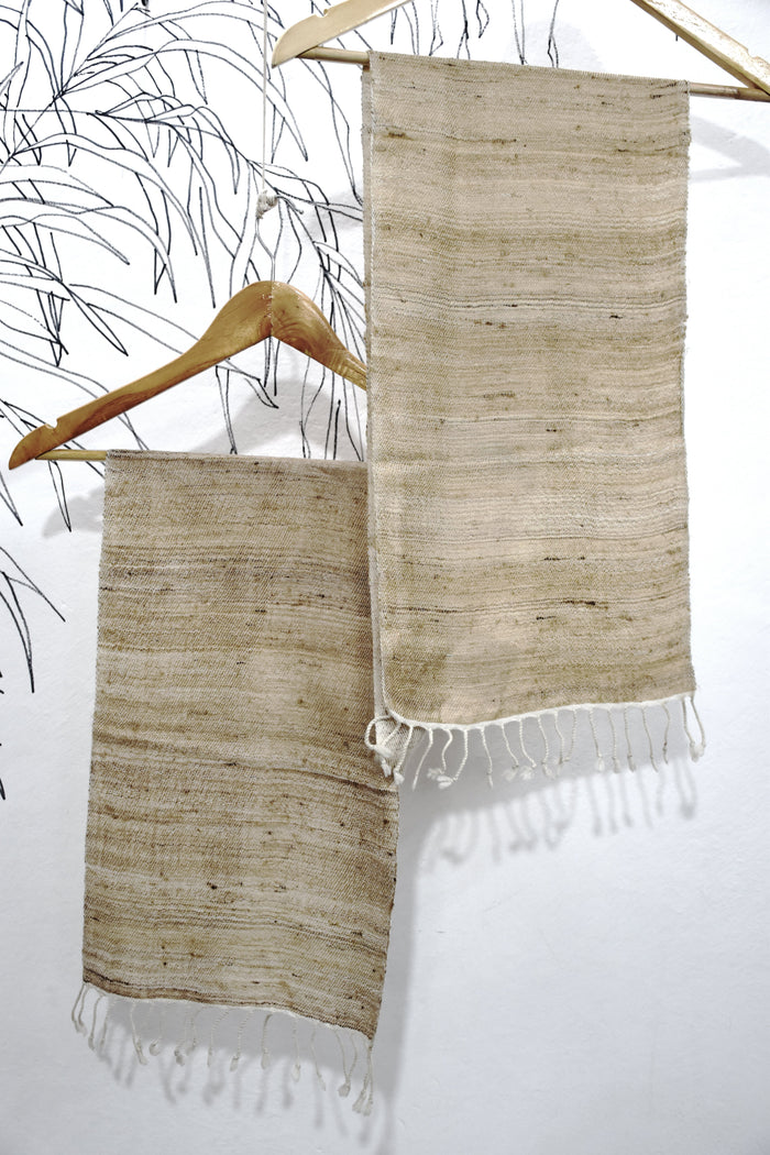 Reversible Tussar Silk & Merino Wool Scarf | Magnolia White