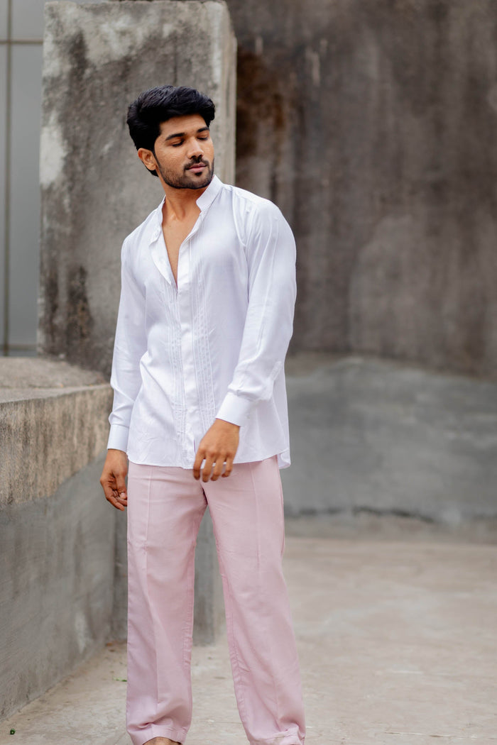 Rowan Pin Tucked Tencel Shirt | Jhultaru