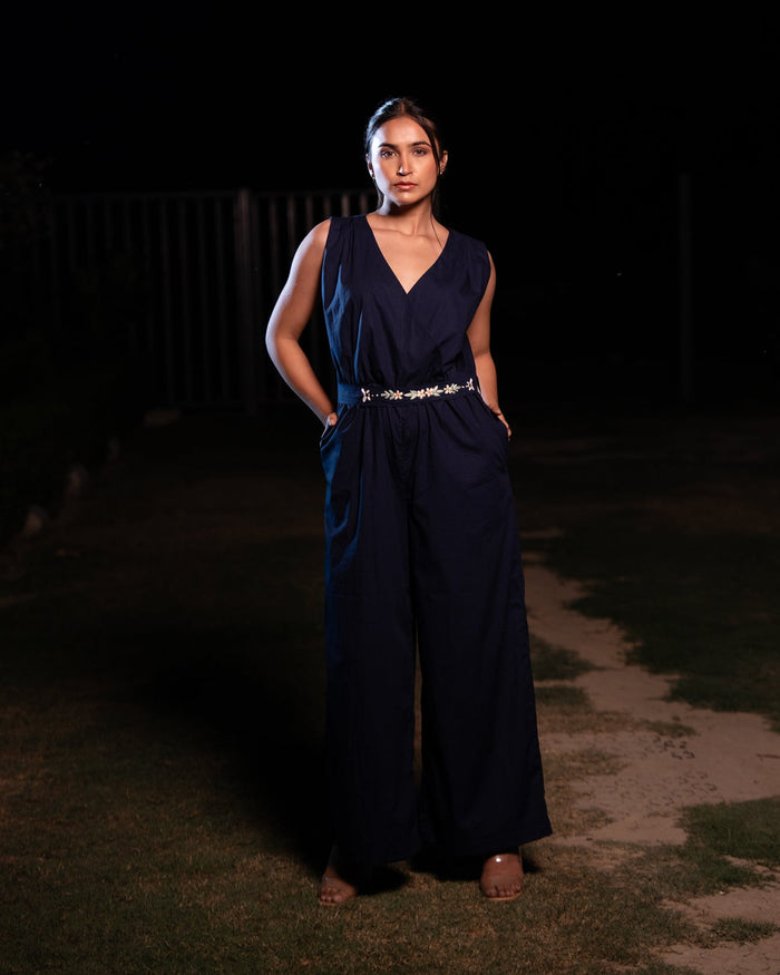 Rradhika Hand-Embroidered Jumpsuit – hand-embroidered 100% cotton – RASRA MAI