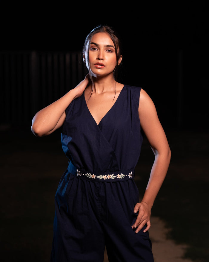 Rradhika Hand-Embroidered Jumpsuit – hand-embroidered 100% cotton – RASRA MAI