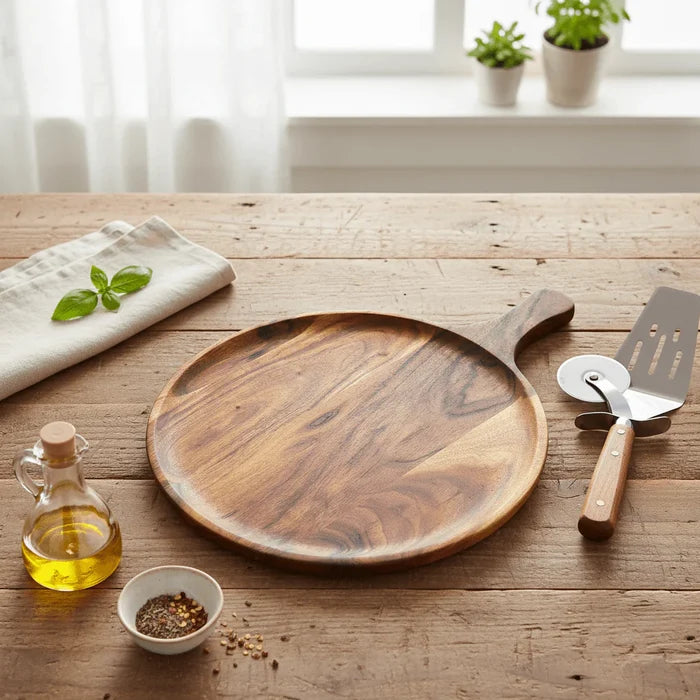 Rustic Round Wooden Pizza Platter