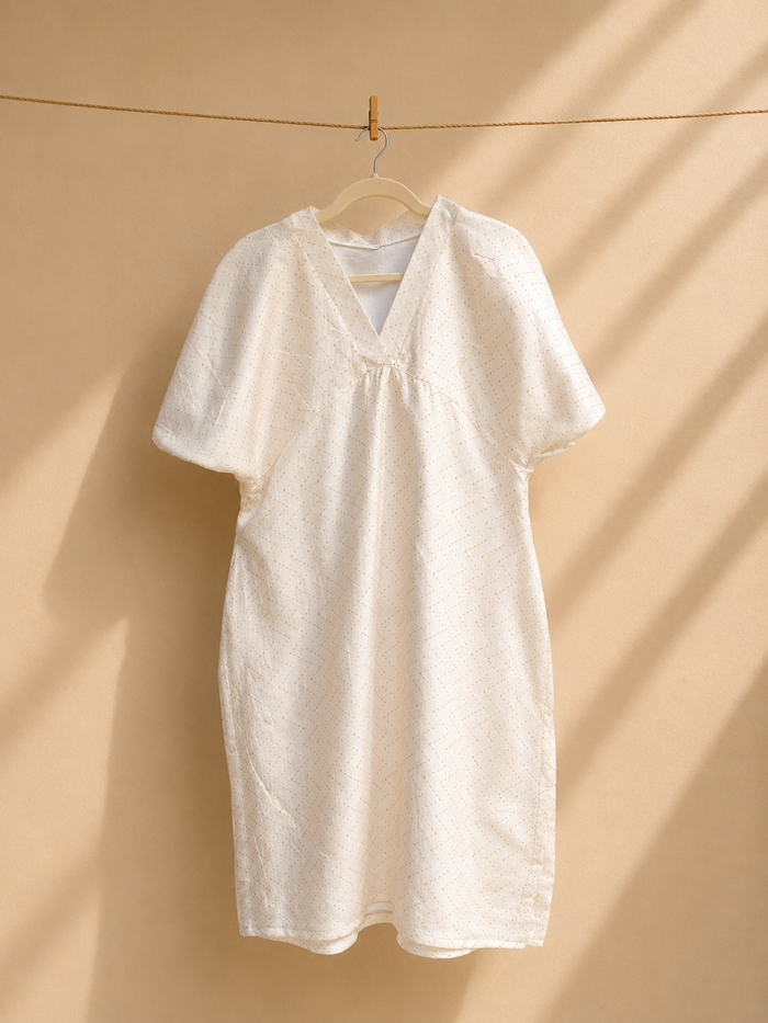 Selene White Co-ord Set- Handwoven Kosa Silk | Jhultaru