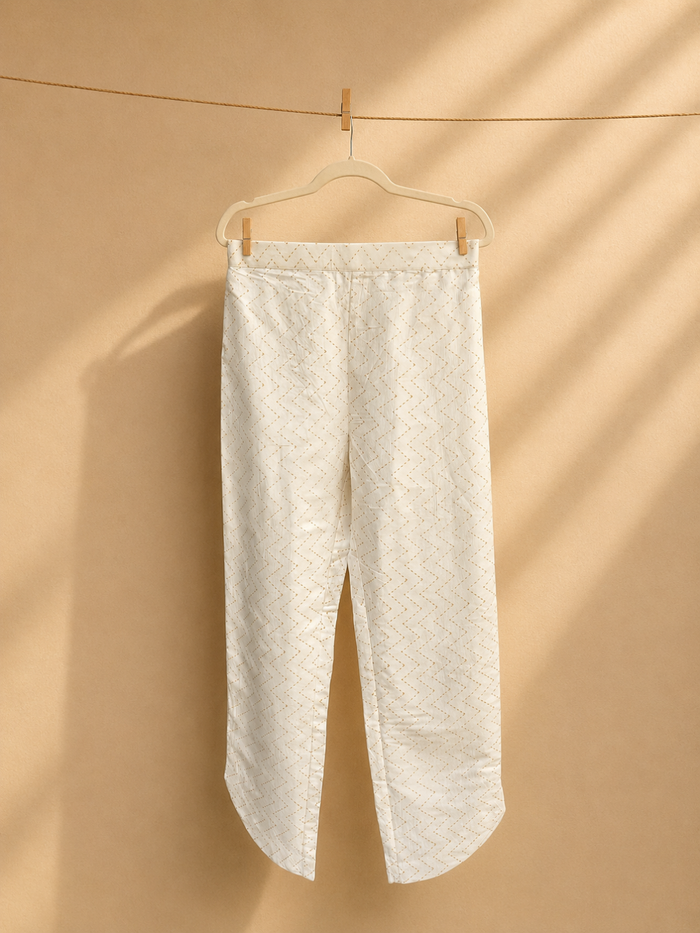 Selene White Co-ord Set- Handwoven Kosa Silk | Jhultaru
